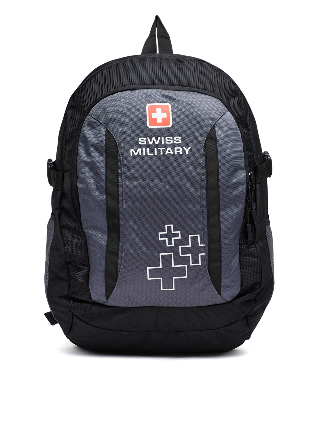 Buy SWISS MILITARY Unisex Grey & Black Solid Backpack Backpacks for