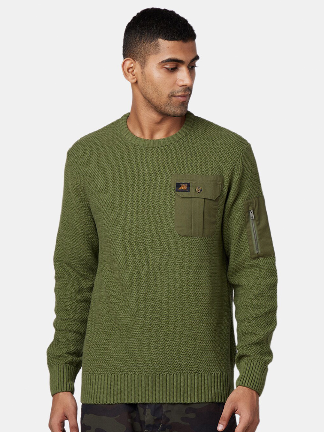 mens olive green pullover