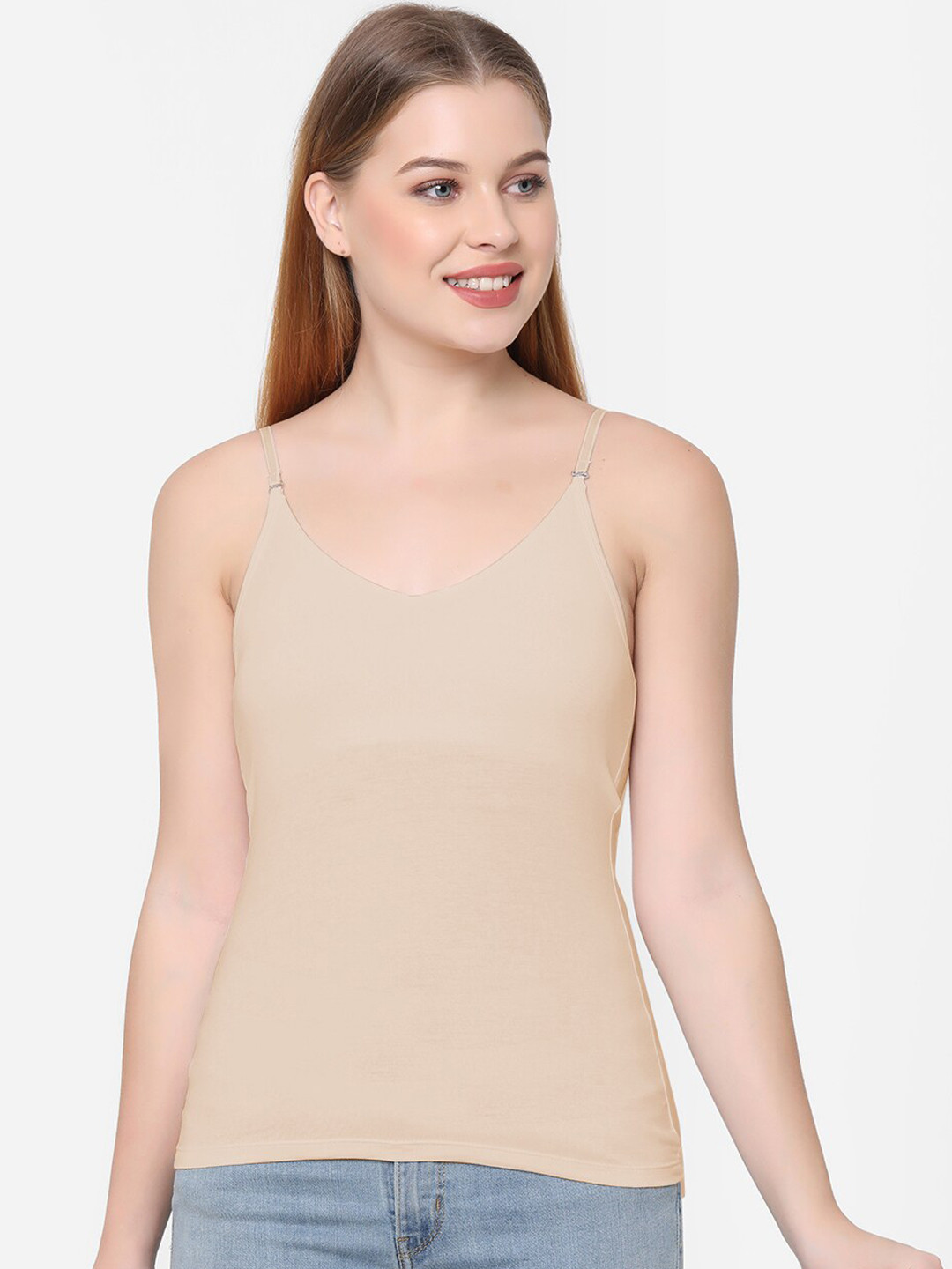 Buy Soie Women Beige Solid Cotton Camisole Camisoles for Women