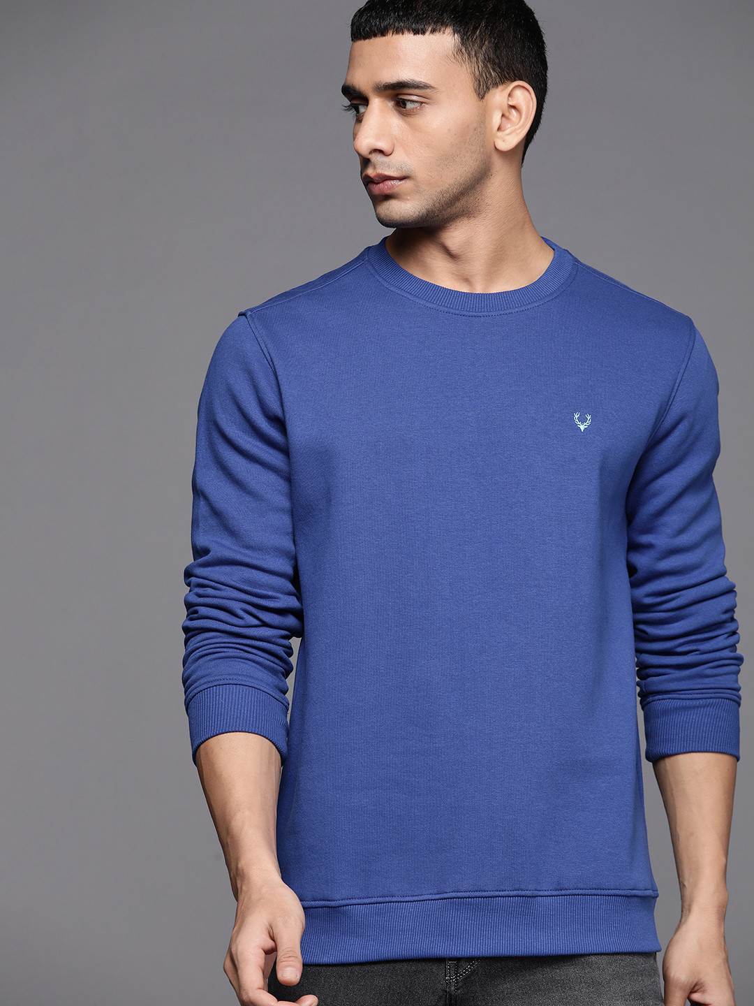 Buy Allen Solly Sport Men Blue Solid Sweatshirt Sweatshirts for Men