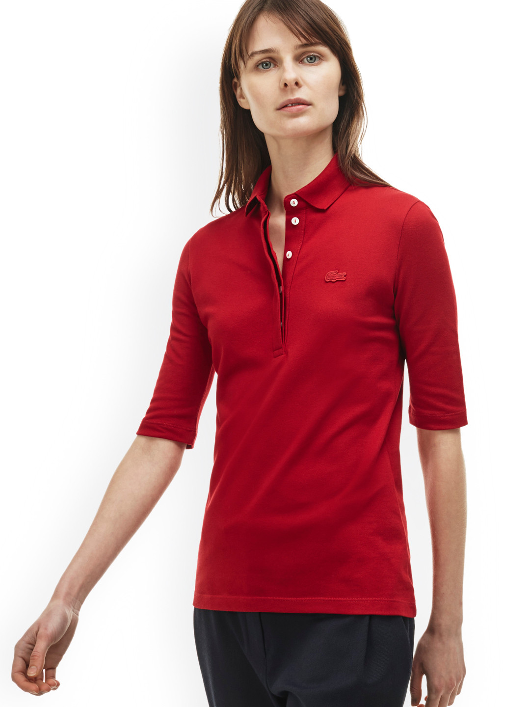 Buy Lacoste Women Red Solid Polo Collar T Shirt Tshirts for Women 2048072 Myntra