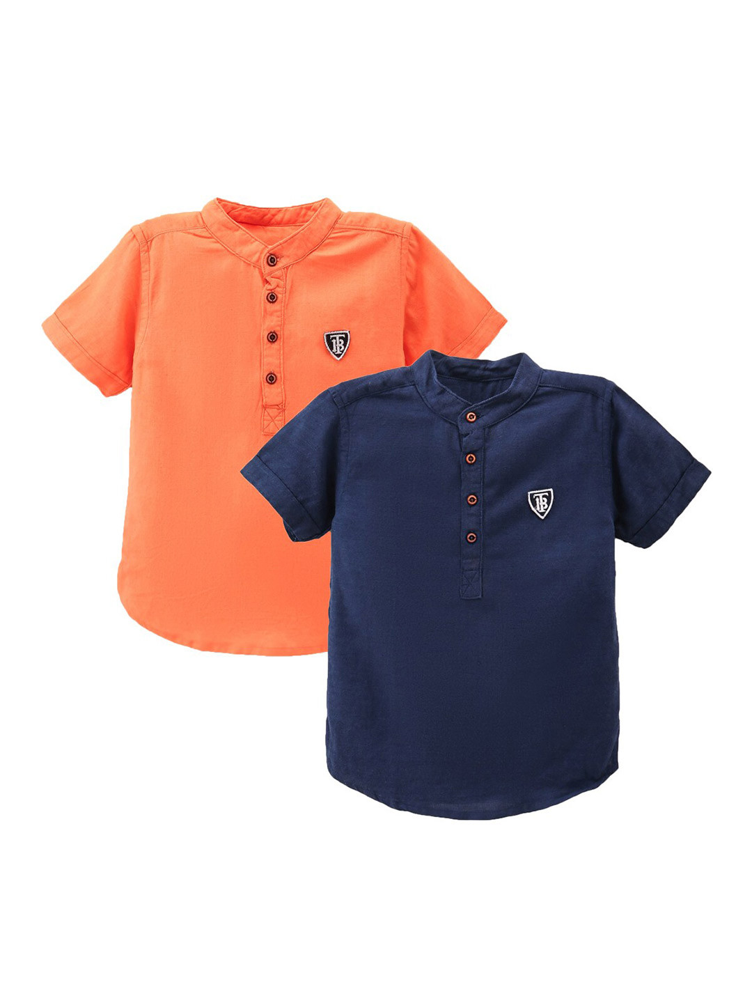 Buy TONYBOY Boys Pack Of 2 Orange Pure Cotton Casual Shirt Shirts for