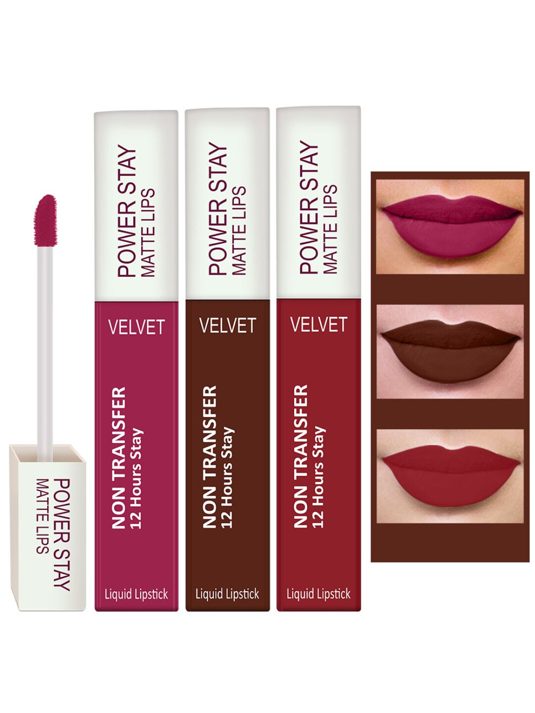 Buy PERPAA Set Of 3 Waterproof Liquid Matte Power Stay Lipstick 12ml