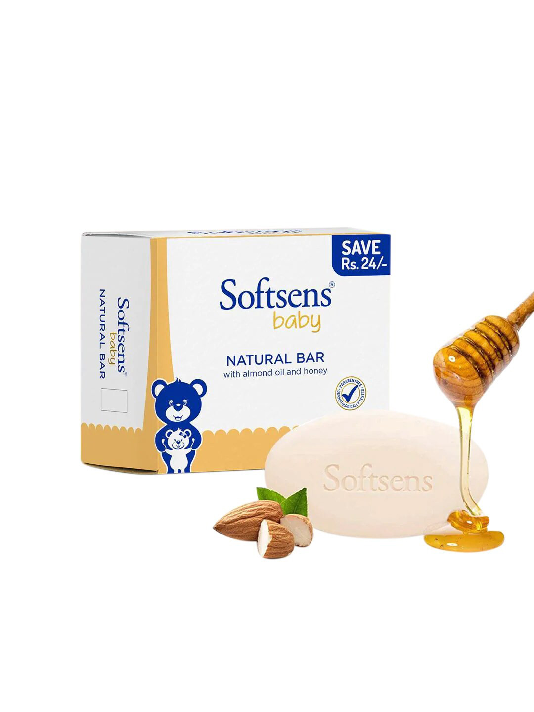 Buy Softsens Set Of 3 Natural Almond Oil & Honey Baby Bar Soap 300g