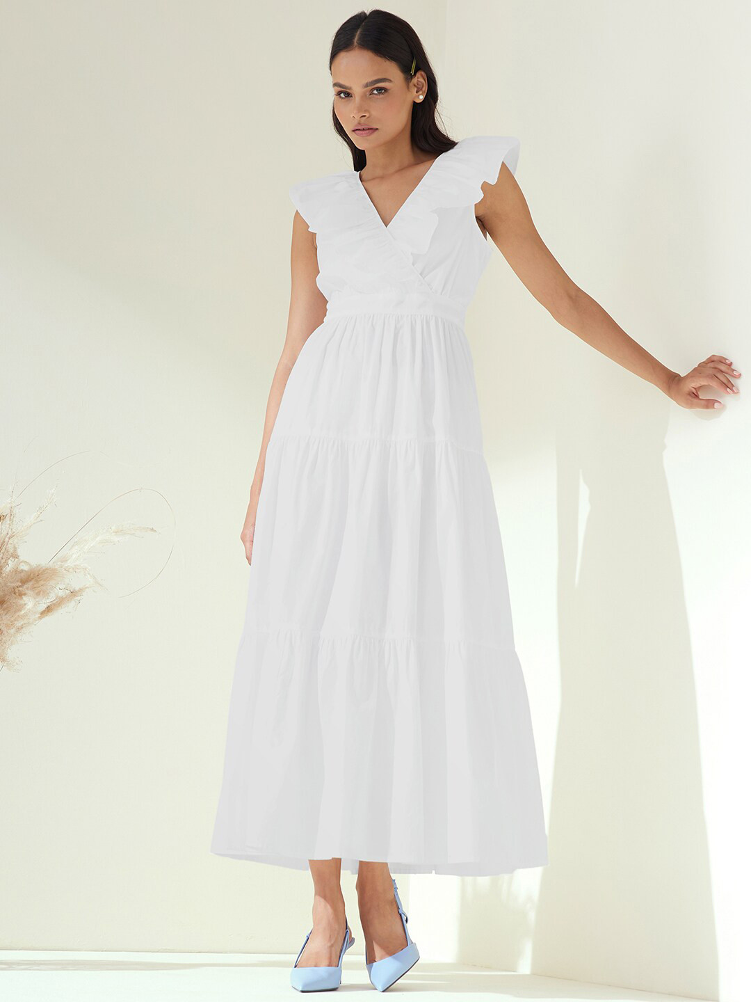 Buy Femella White Cotton Wrap Maxi Dress Dresses for Women 20482960 Myntra