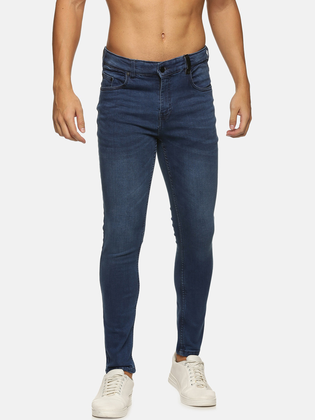 Buy KULTPRIT Men Blue Cotton Skin Tight Skinny Fit Light Fade