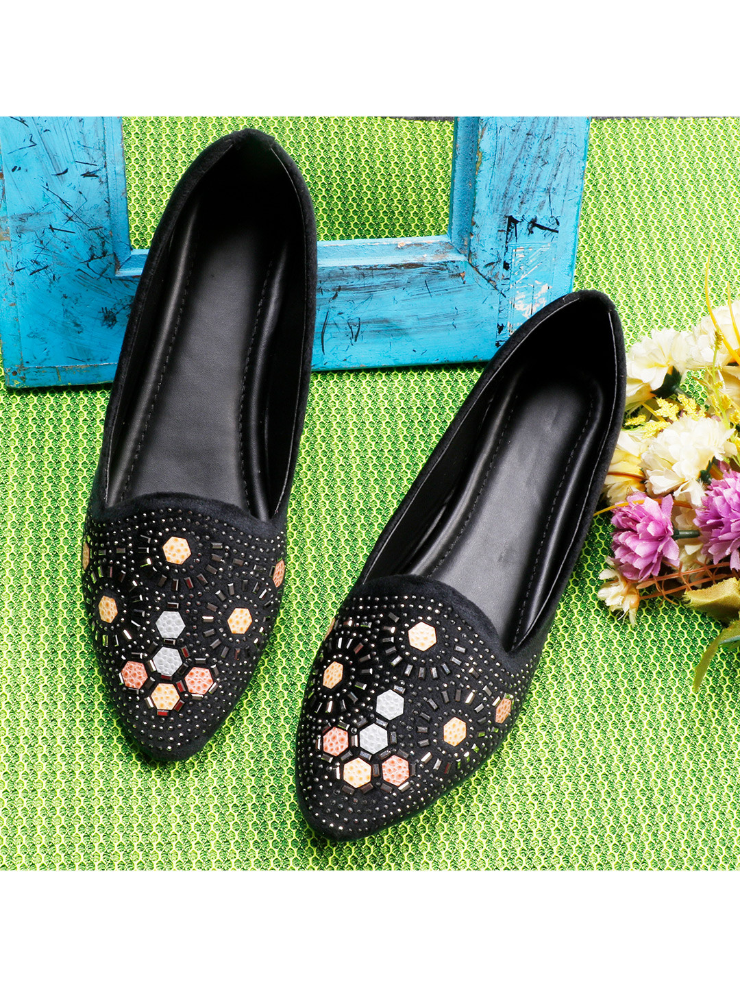Buy XE Looks Women Black Embellished Ballerinas Flats Flats for Women