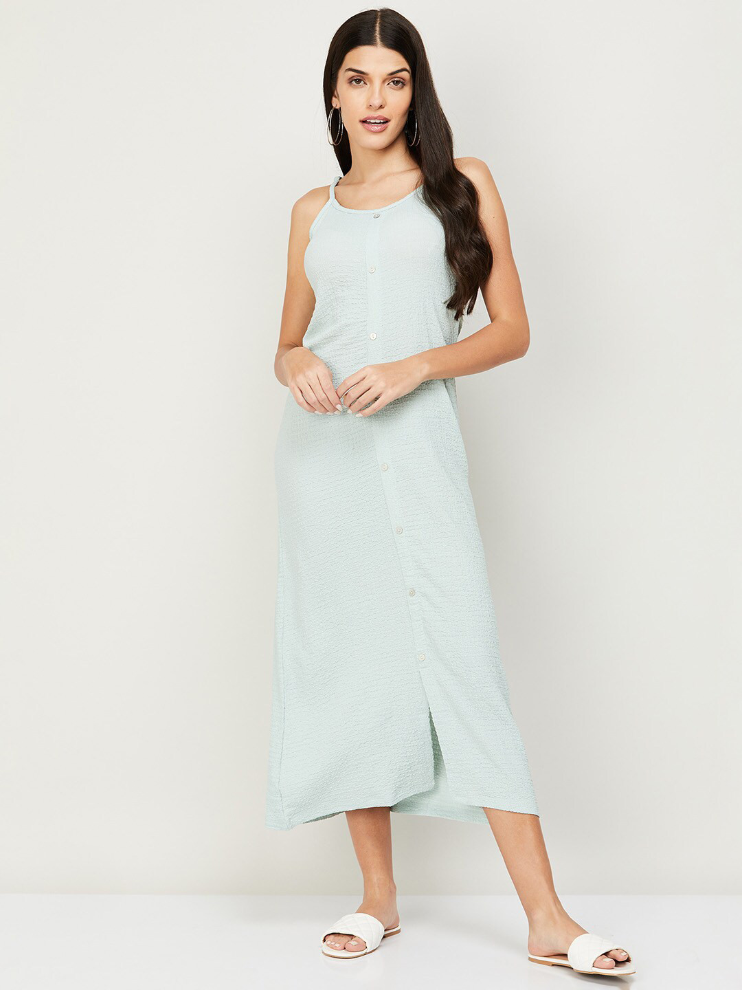 Buy Ginger By Lifestyle Green A Line Shoulder Strap Midi Dress