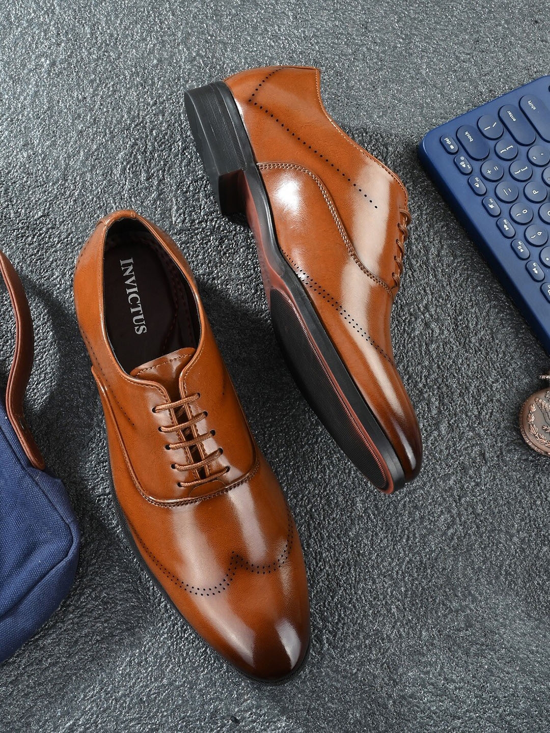 Buy INVICTUS Men Tan Solid Formal Derbys - Formal Shoes for Men ...