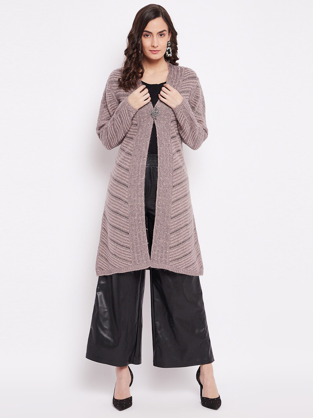 Buy Knitstudio Women Purple Longline Shrug Shrug for Women 20488298