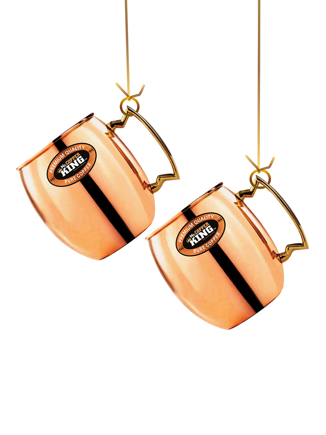 Buy MR COPPER KING Copper Toned Solid Copper Glossy Mugs Set Of Cups