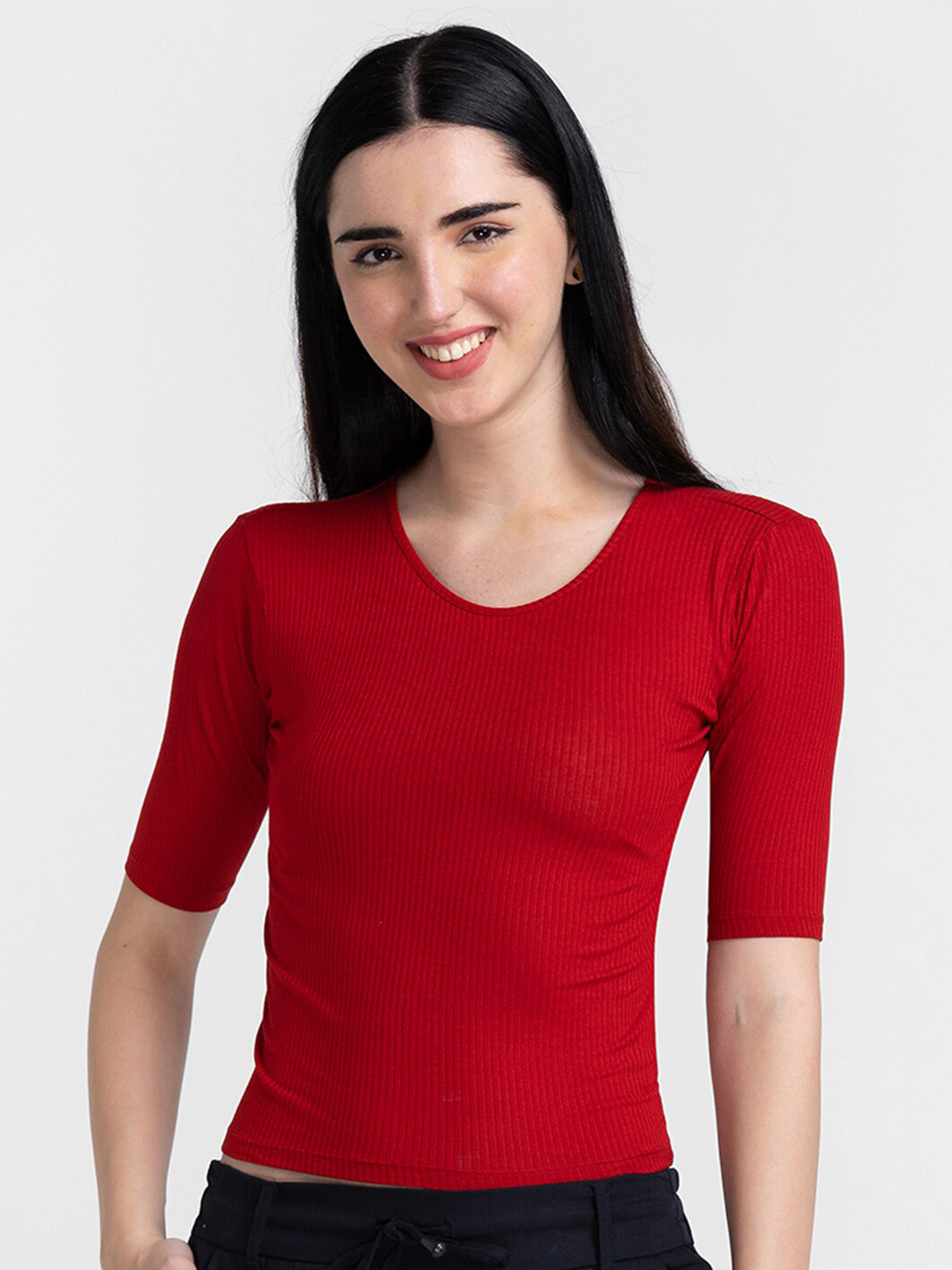 Buy Globus Women Red Slim Fit T Shirt - Tshirts for Women 20491688 | Myntra