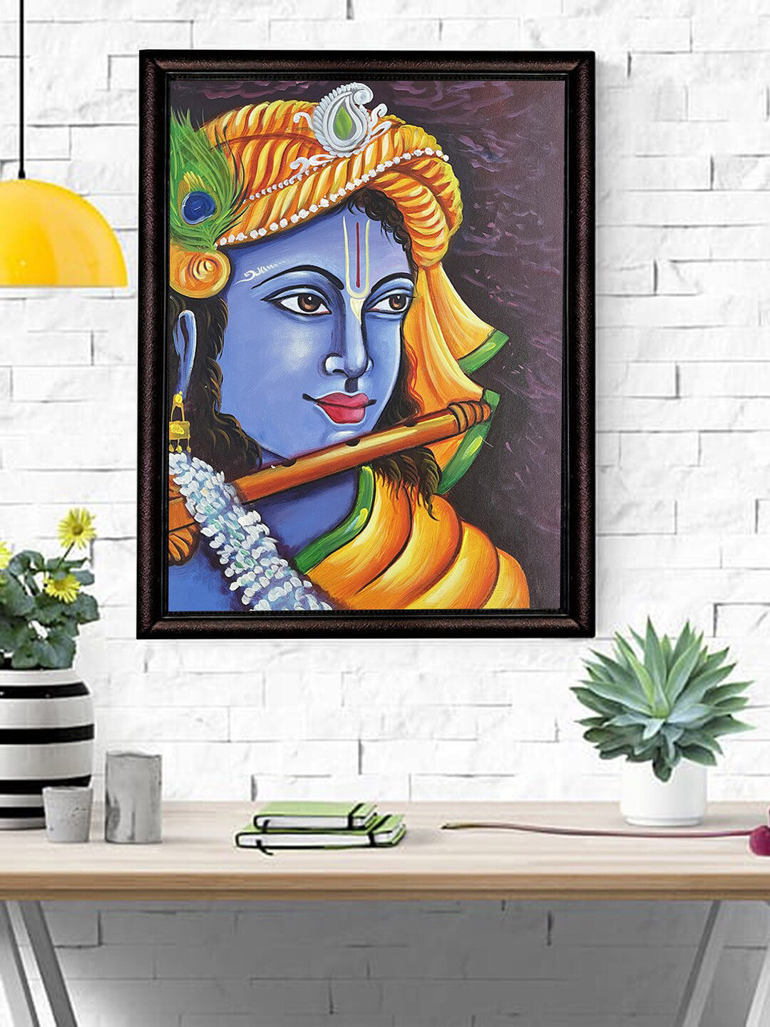 Buy Gallery99 Blue Krishna With Flute Oil Painting Canvas Wall Art