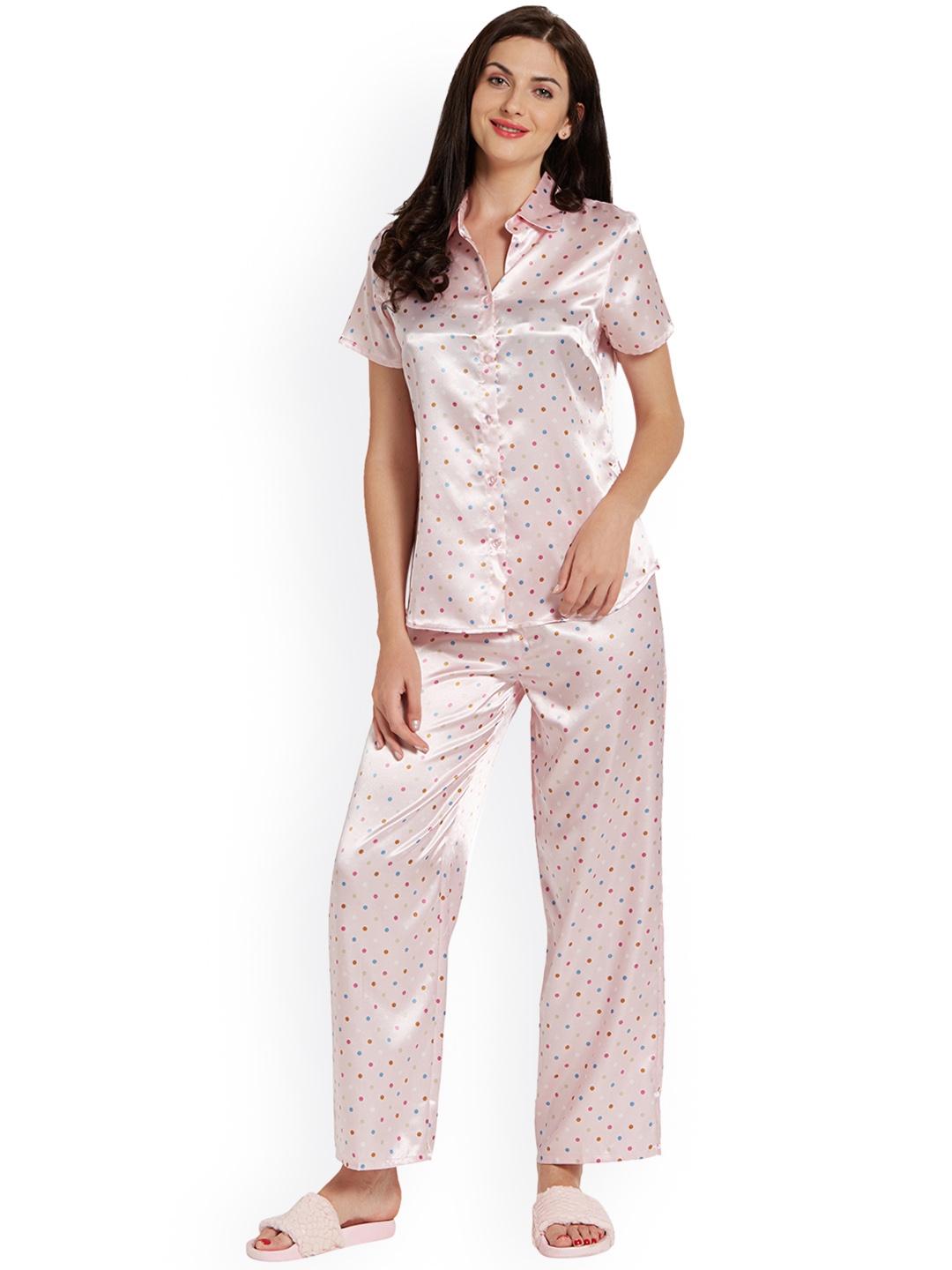 satin pink suit
