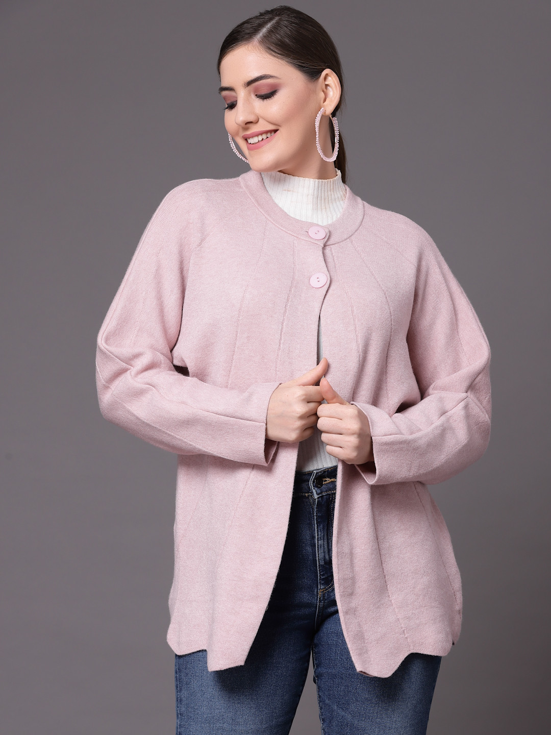 Buy Mafadeny Women Peach Coloured Longline Shrug Shrug for Women 20493916 Myntra