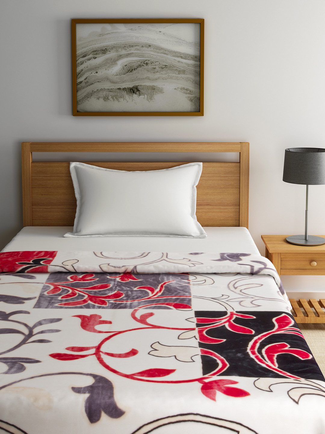 Buy Raymond Home Beige & Off White Printed Mink Mild Winter Single