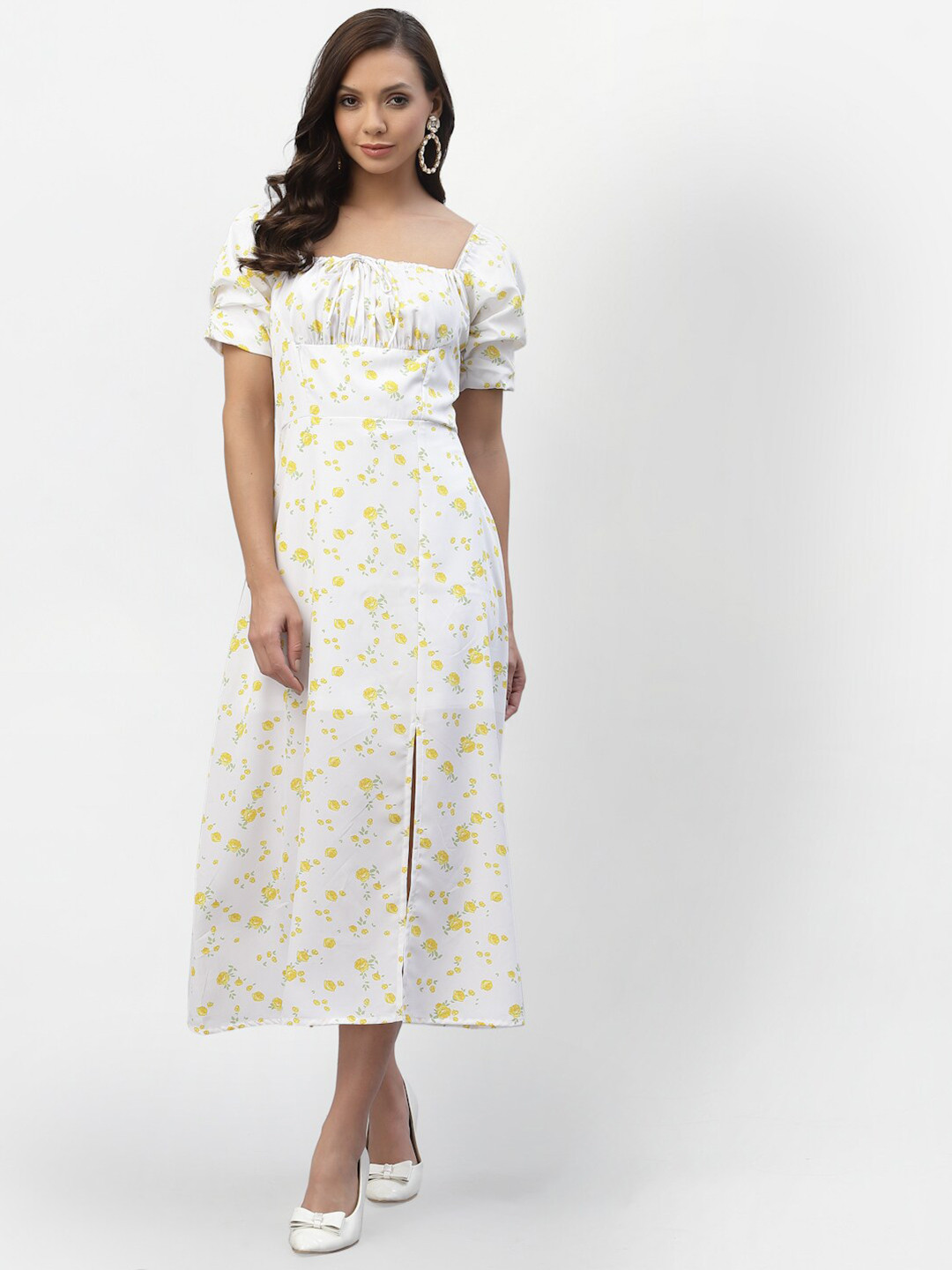 Aayu Women Floral Print Yoke Dress