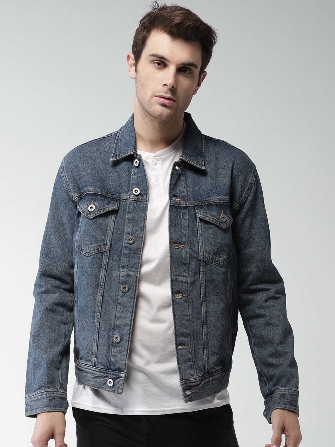Buy Tommy Hilfiger Men Blue Solid Denim Jacket Jackets for Men