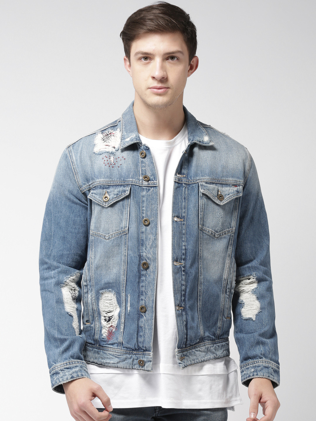 Buy Tommy Hilfiger Men Blue Solid Denim Jacket Jackets for Men