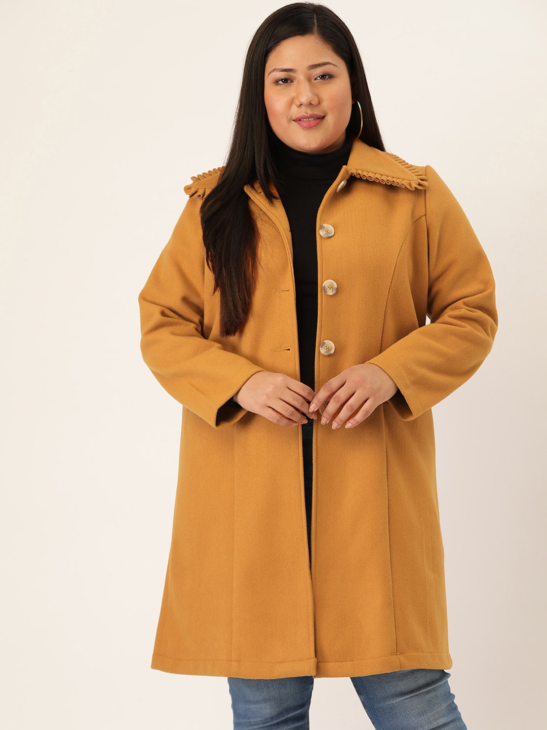 Buy TheRebelinme Women Plus Size Yellow Solid Longline Over Coat Coats for Women 20503474 Myntra