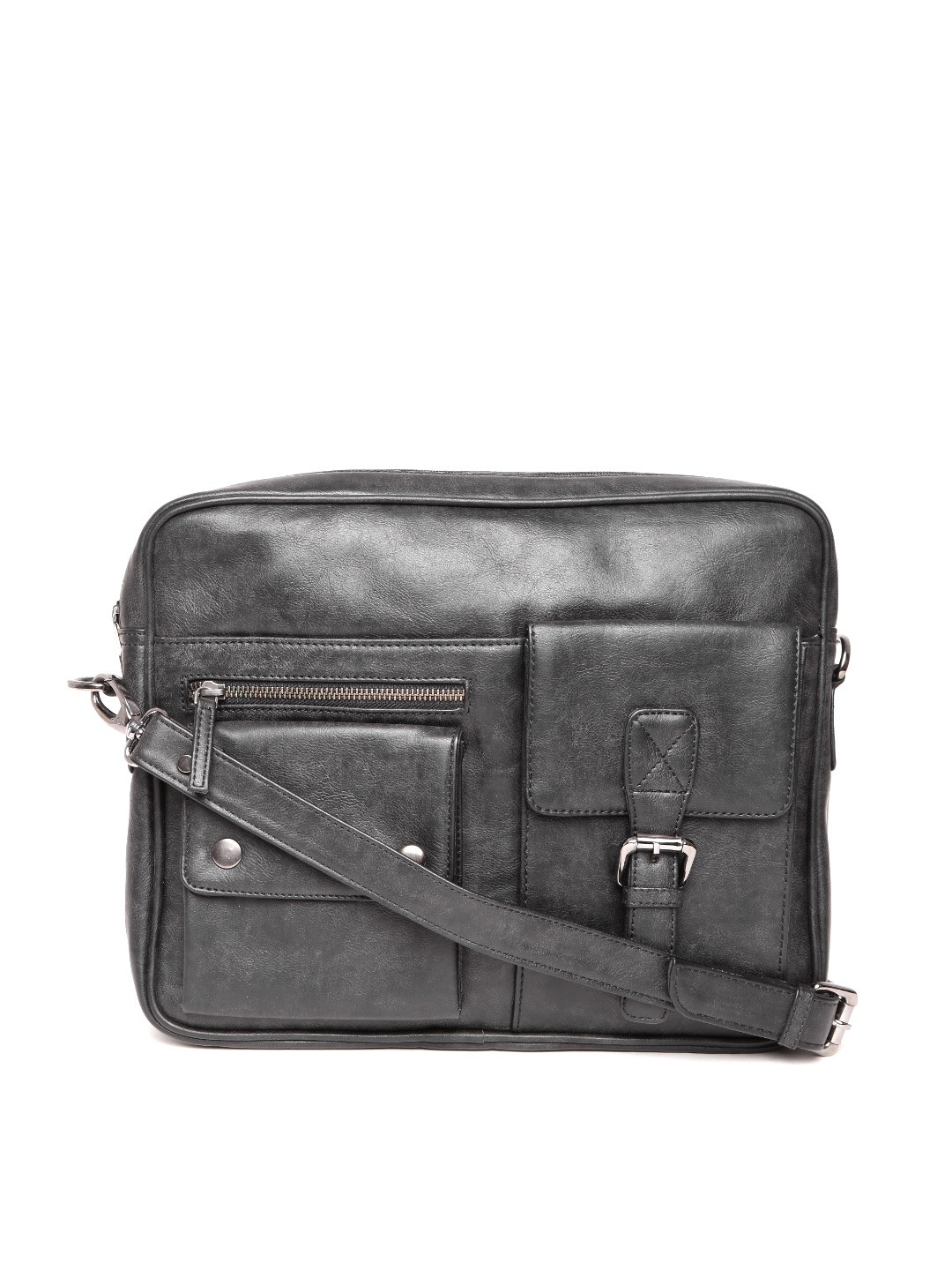 Buy Gauge Machine Unisex Black Handcrafted Messenger Bag With Sling