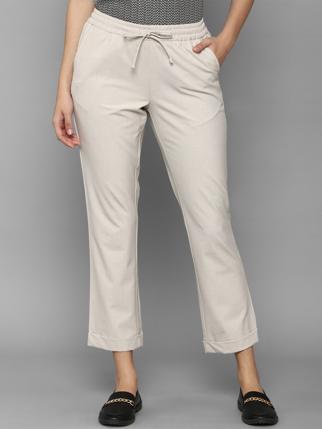 Buy Allen Solly Woman Women Grey Cropped Trouser Trousers for Women