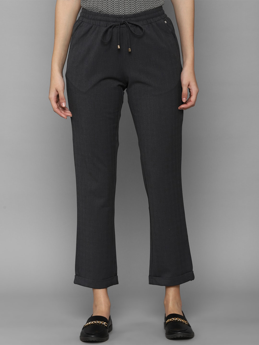 Buy Allen Solly Woman Women Grey Cropped Trouser Trousers for Women