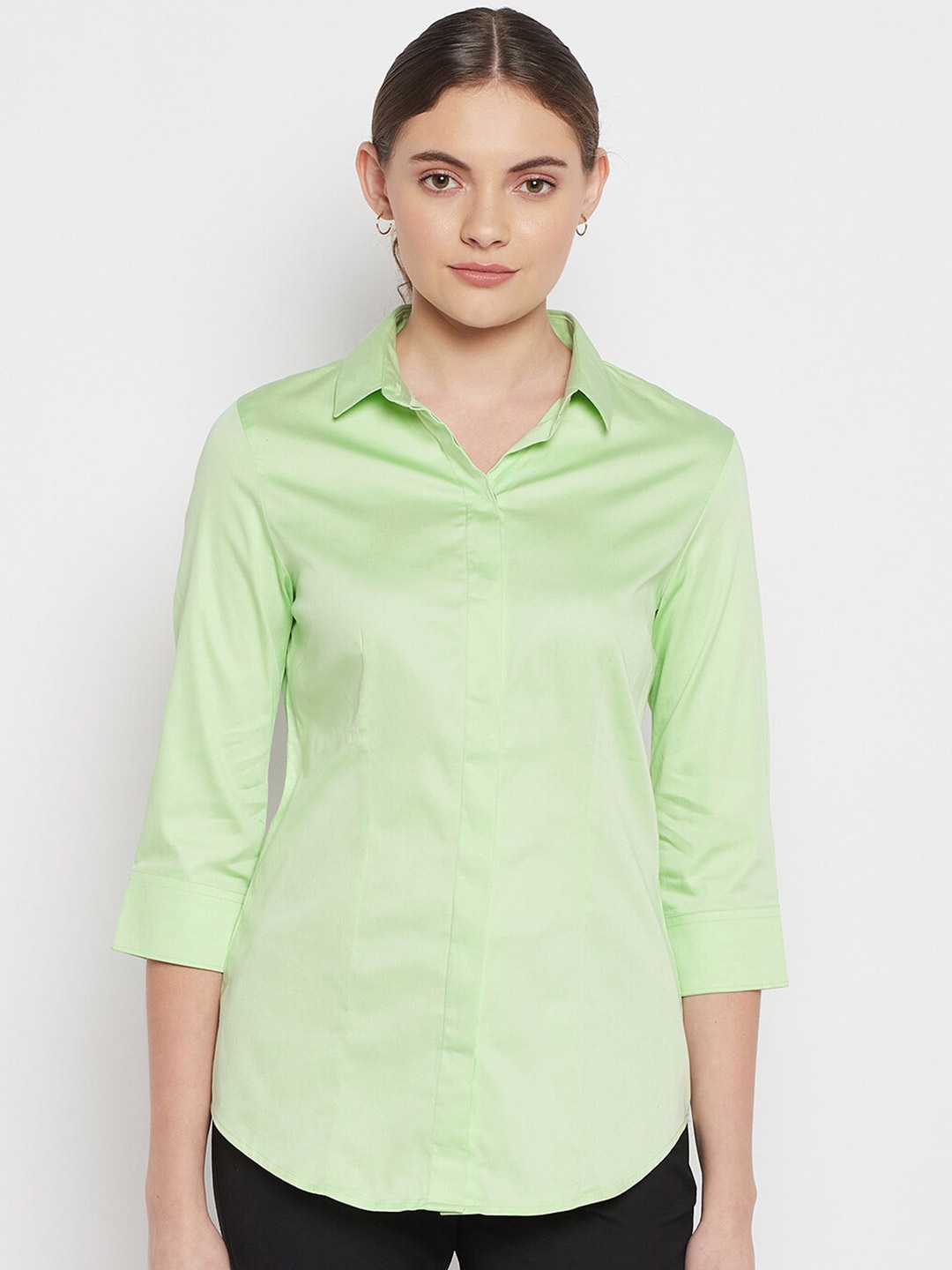 Buy Crozo By Cantabil Women Green Casual Shirt - Shirts for Women ...