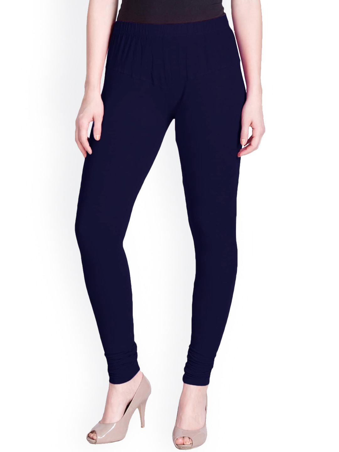 Buy LYRA Women Navy Blue Solid Churidar Length Leggings Leggings for