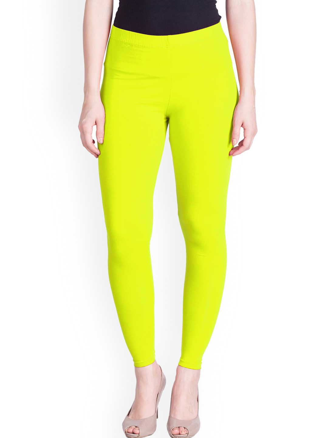 Buy LYRA Women Lime Green Solid Ankle Length Leggings Leggings for