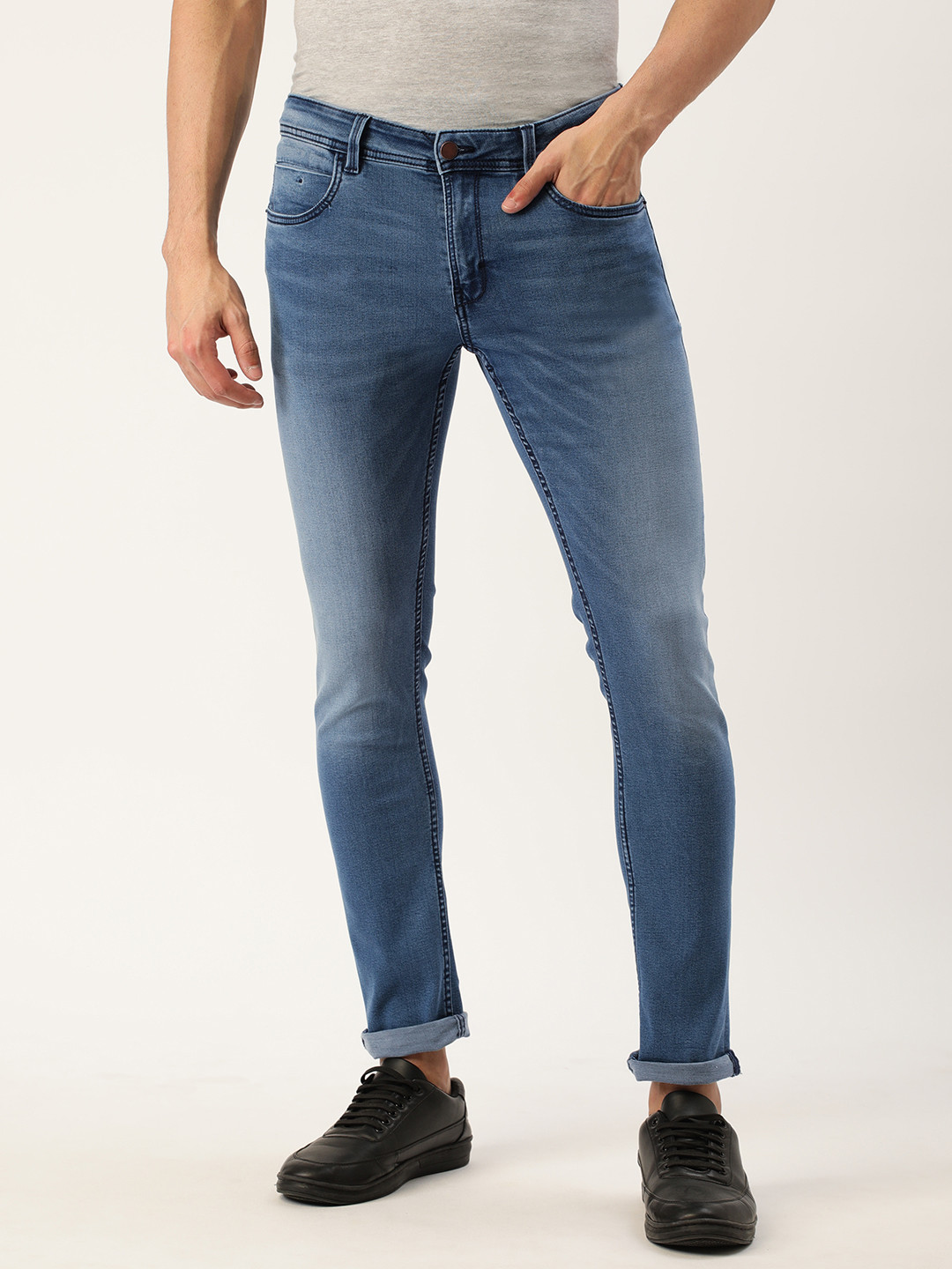 Buy Peter England Better Jeans Company Men Blue Slim Fit Light Fade