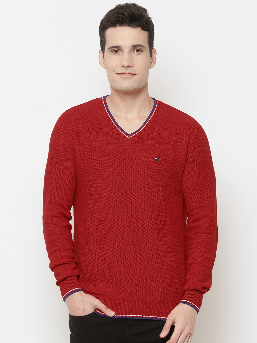 Buy Louis Philippe Sport Men Red Solid Sweater - Sweaters for Men 2052485 | Myntra