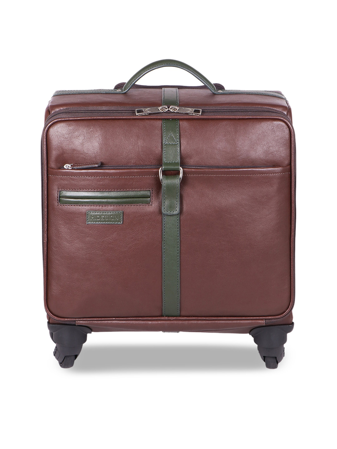 Buy Hidesign Brown Leather Cabin Trolley Suitcase Trolley Bag for