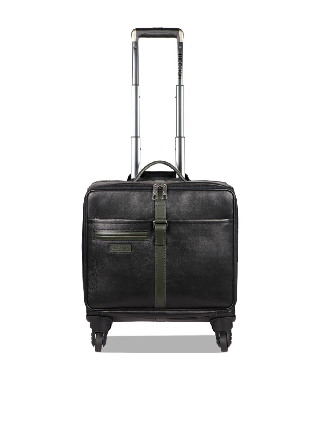 Buy Hidesign Black Leather Cabin Trolley Suitcase Trolley Bag for