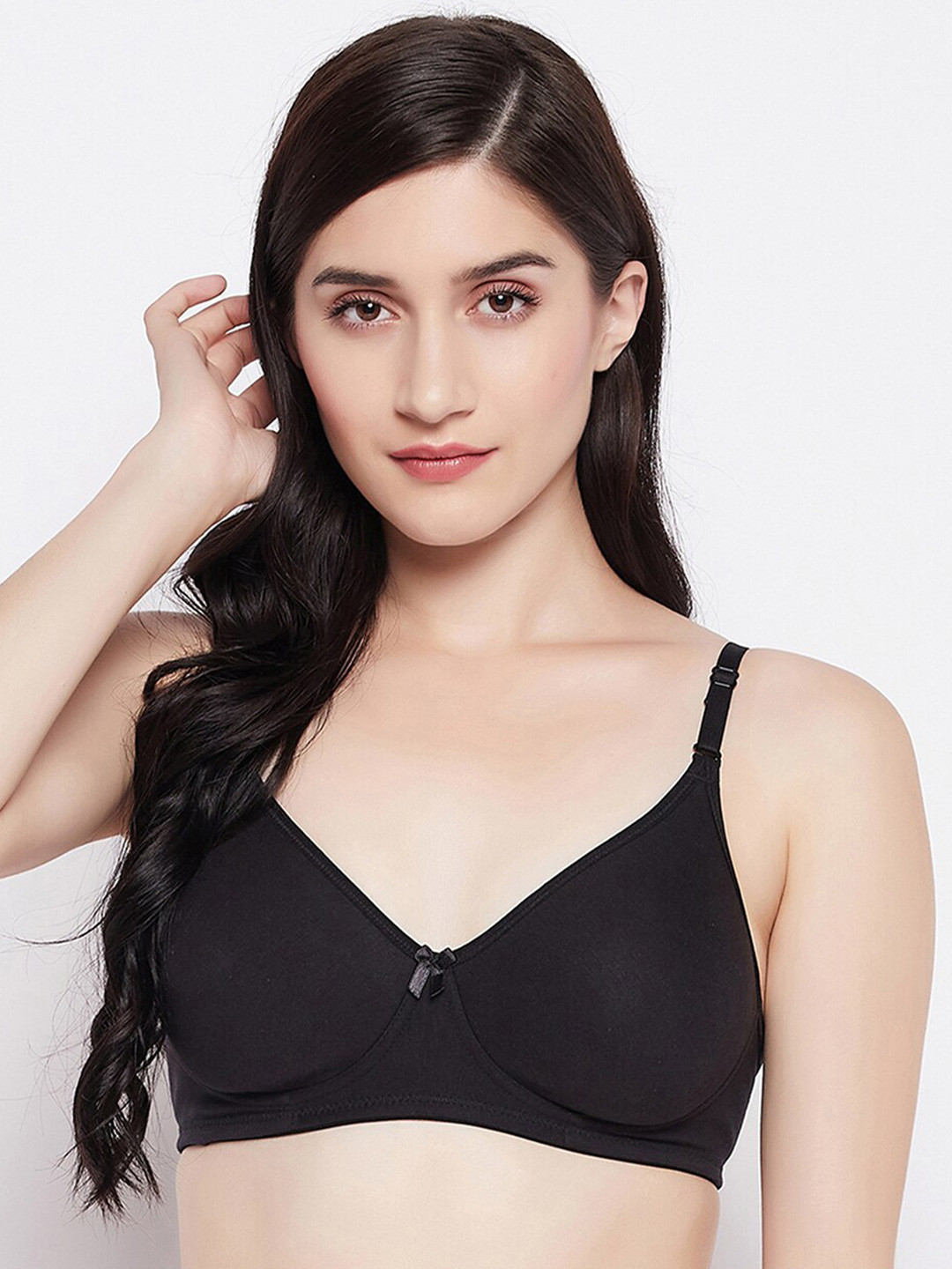 Buy Clovia Solid Black Lightly Padded Cotton Bra Bra for Women