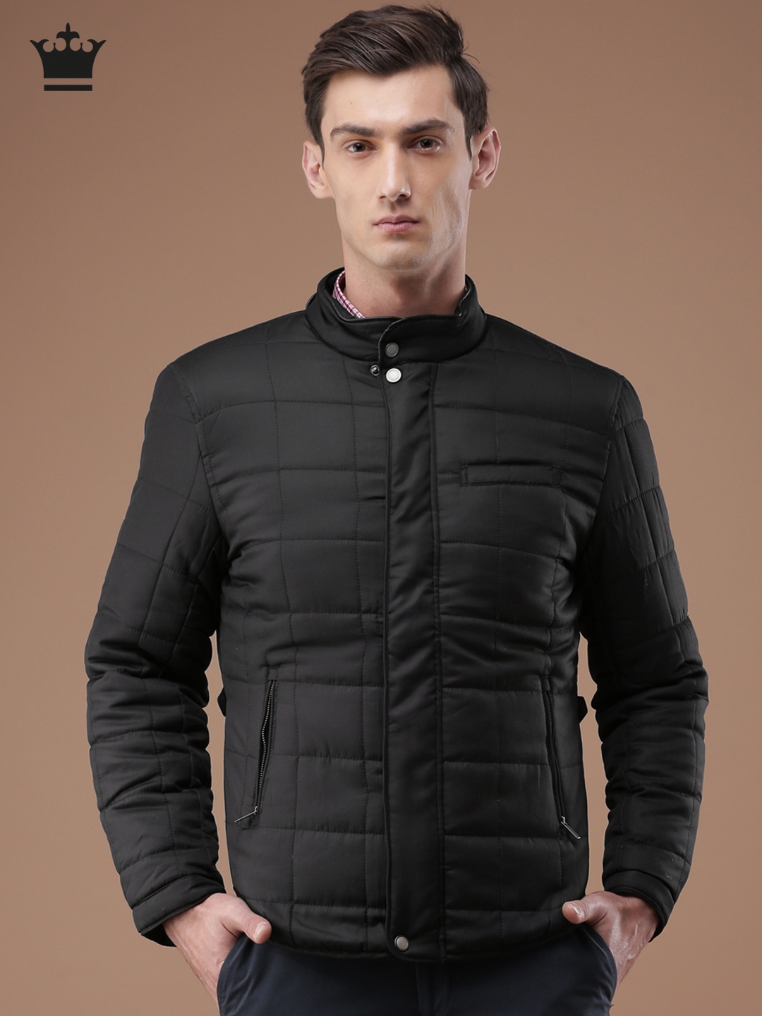 Buy Louis Philippe Men Black Solid Quilted Jacket - Jackets for Men ...