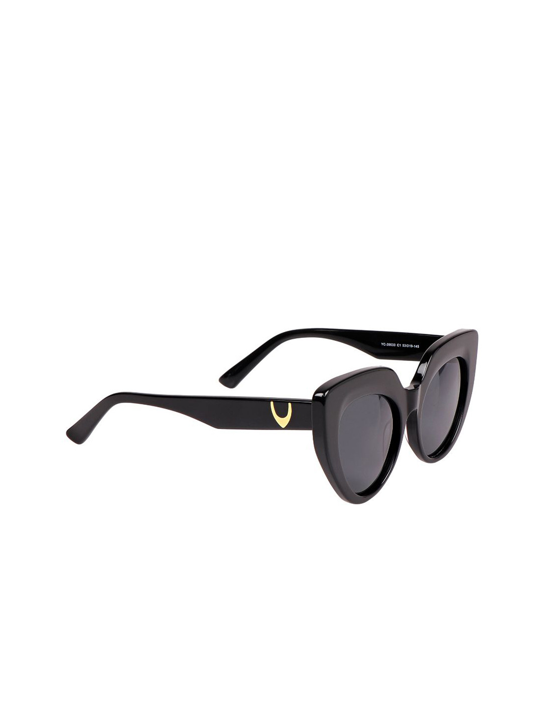Buy Hidesign Unisex Black Lens & Black Cateye Sunglasses With UV