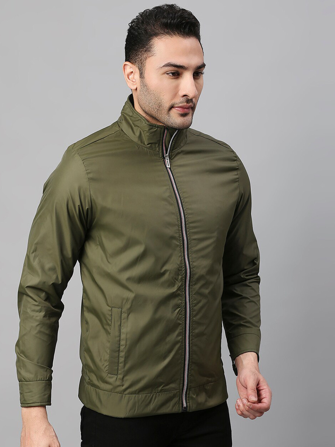 Buy Dennis Lingo Men Olive Green Lightweight Biker Jacket Jackets for