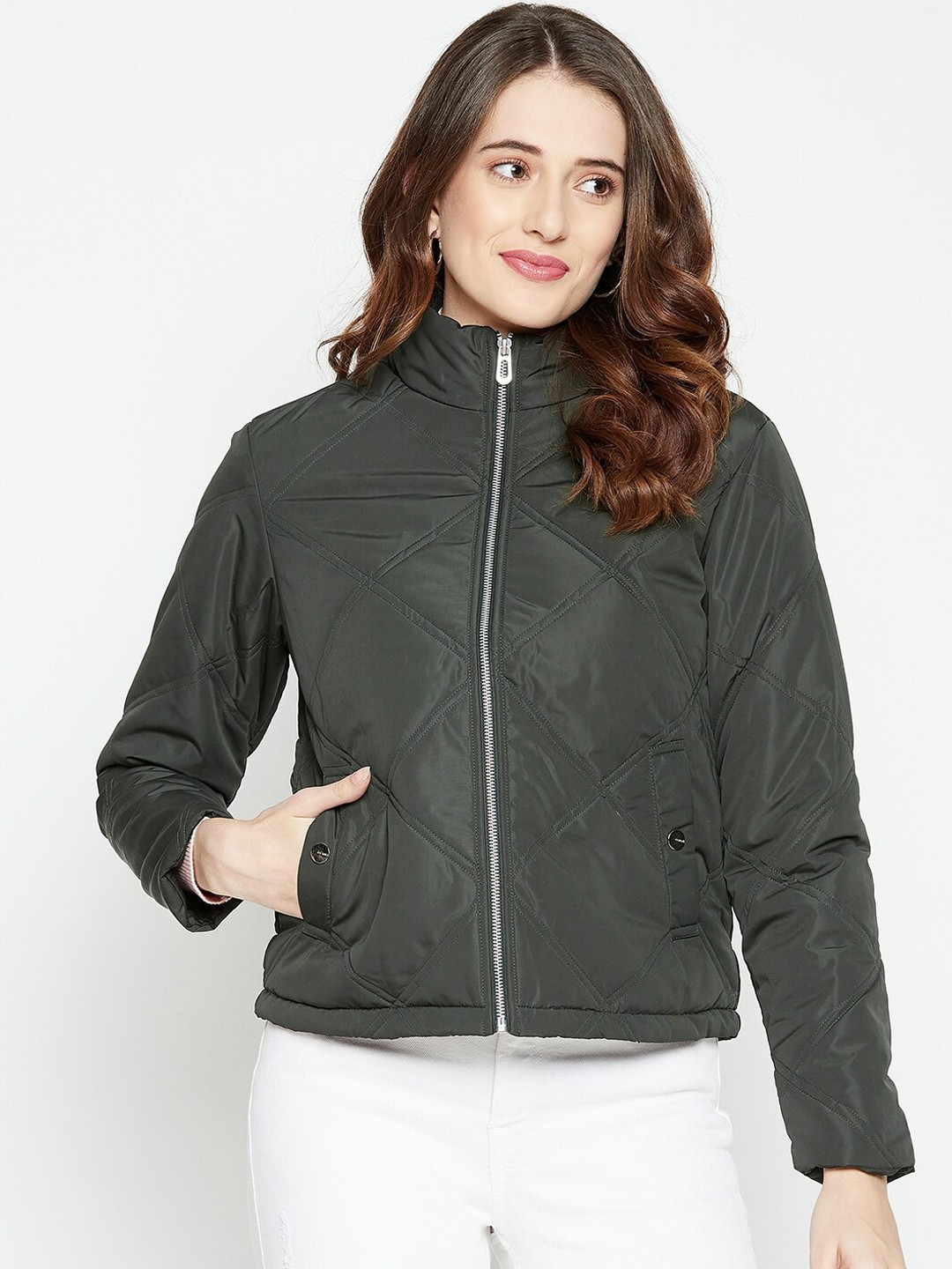 Buy Octave Women Olive Green Padded Jacket Jackets for Women 20527630