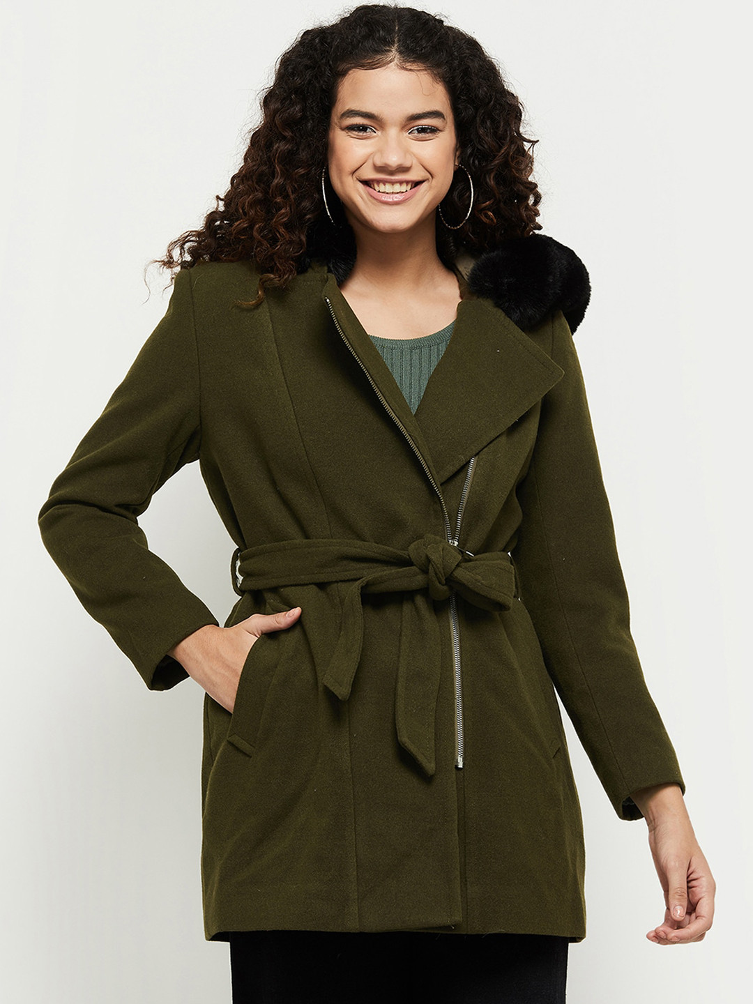 Buy Max Women Green Longline Tailored Jacket Jackets for Women