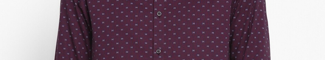 Buy Turtle Men Purple Slim Fit Printed Casual Pure Cotton Shirt ...