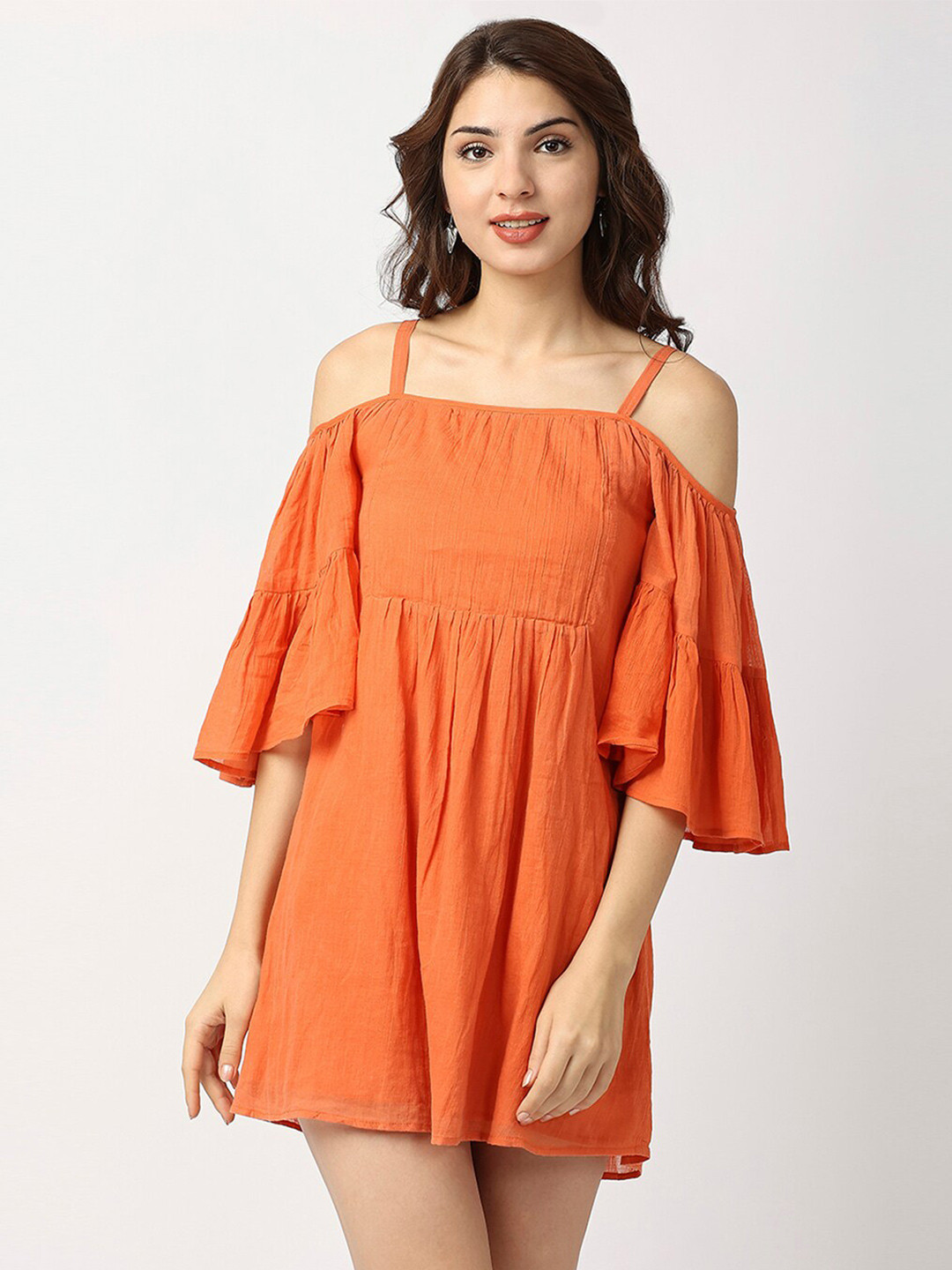 Buy Aaliya Orange A Line Mini Cotton Dress Dresses for Women 20537660