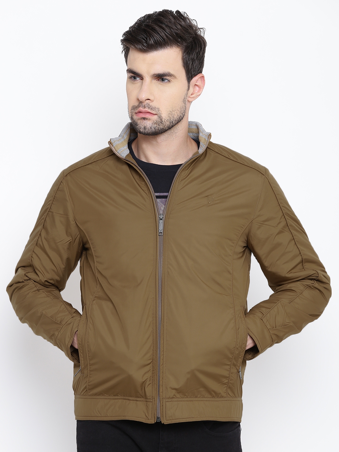 Buy Allen Solly Men Brown Solid Jacket - Jackets for Men 2053926 | Myntra