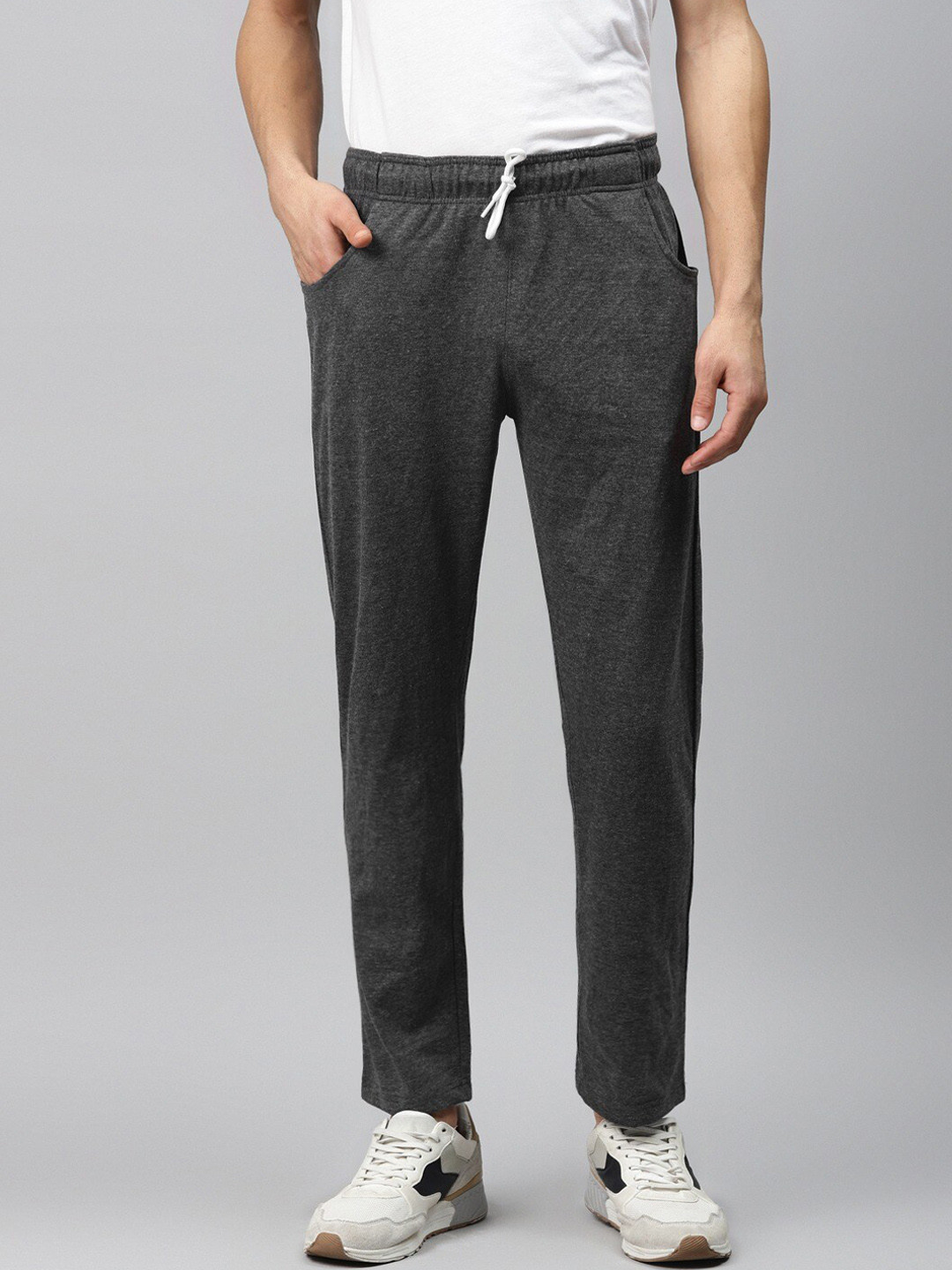Buy Hubberholme Men Charcoal Grey Solid Slim Fit Track Pants Track
