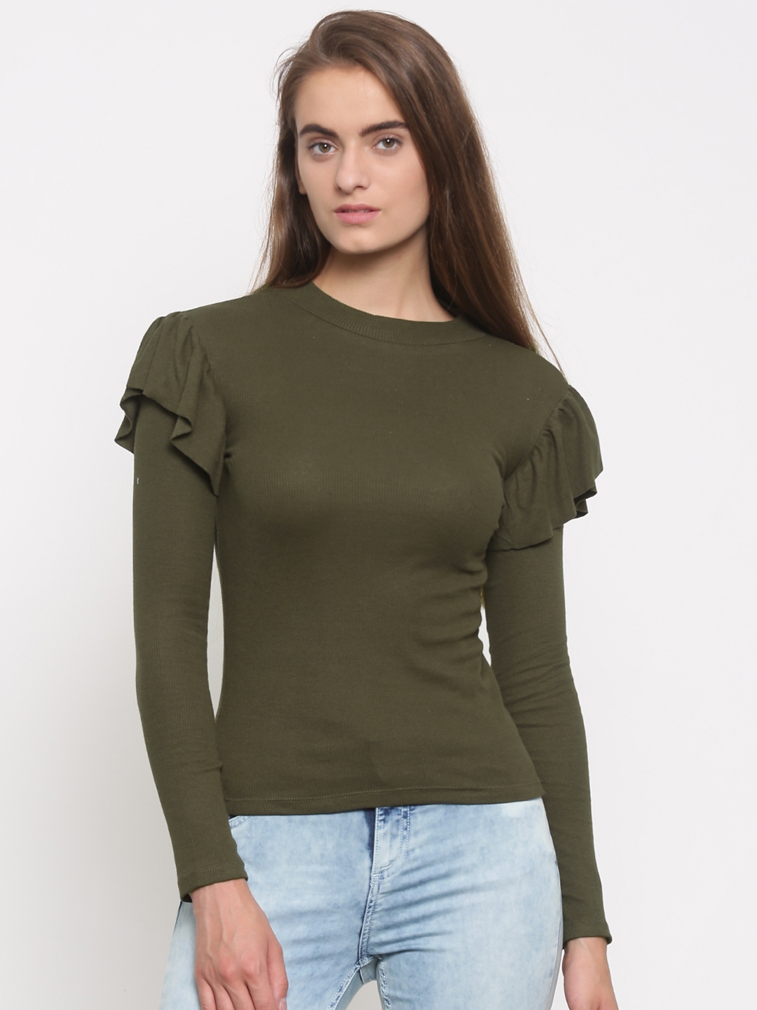 olive green tops womens