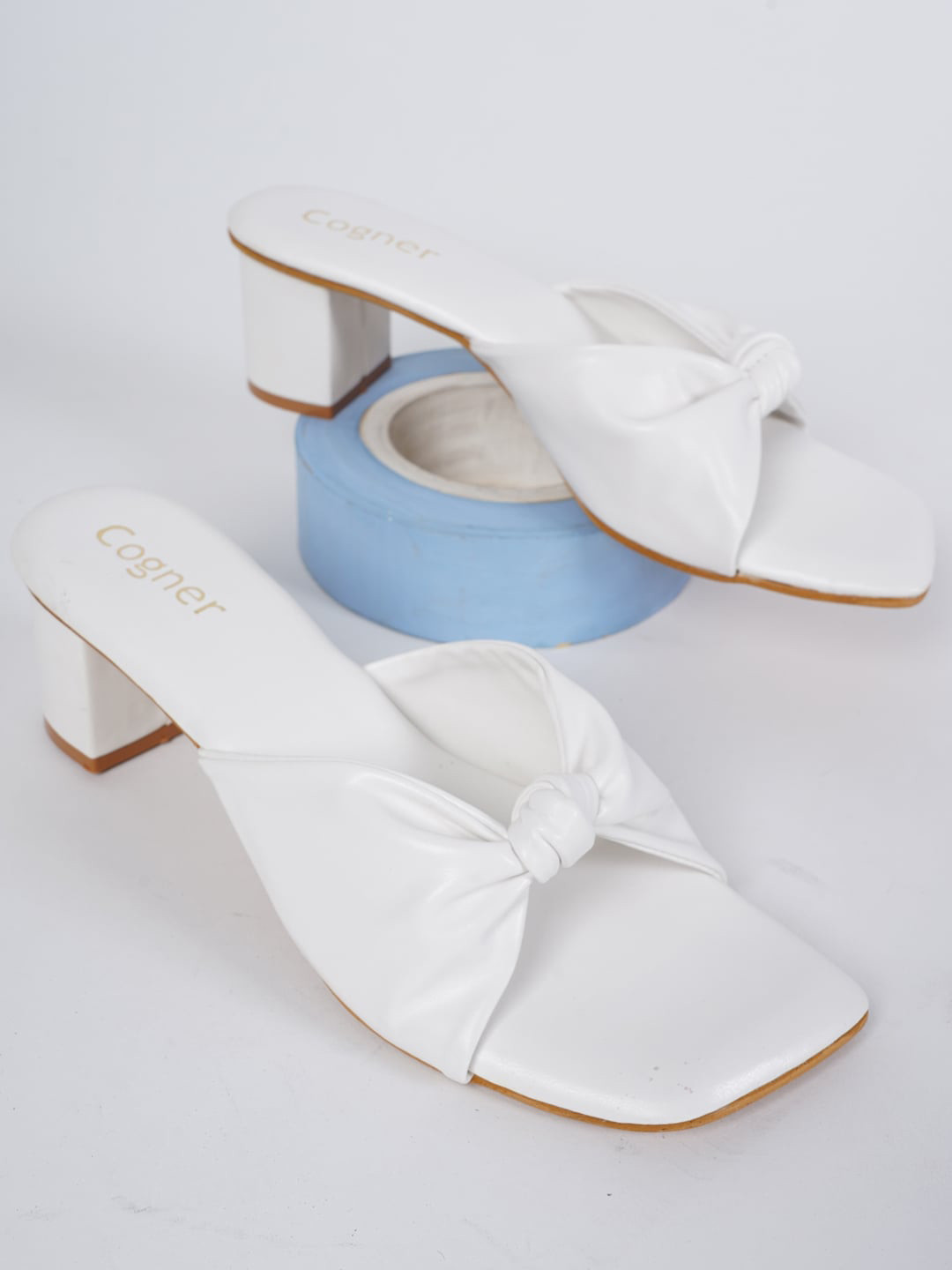 Buy Cogner Women White Solid Synthetic Block Heels Heels for Women