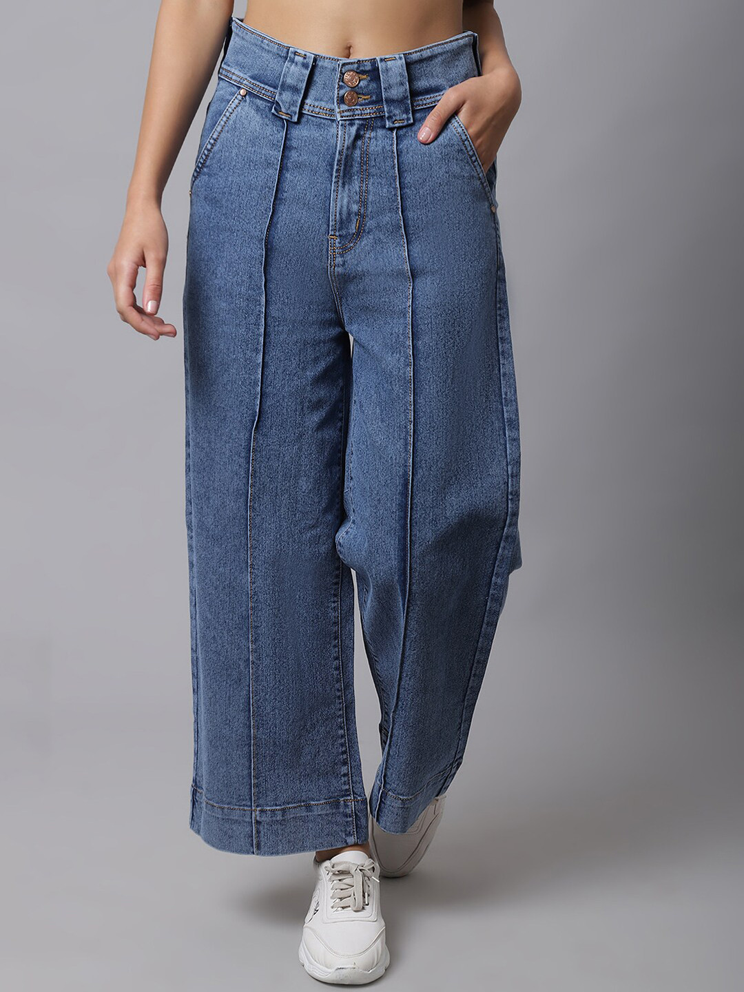 Women's Blue Wide Leg High-Rise Denim Jeans