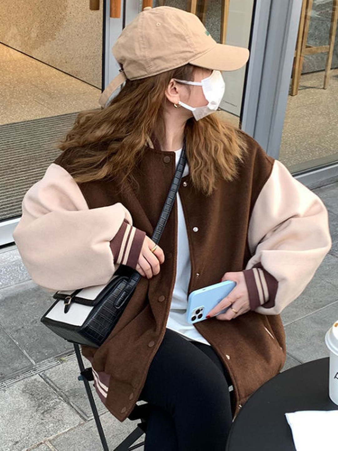 Buy BoStreet Women Brown Colourblocked Longline Varsity Jacket