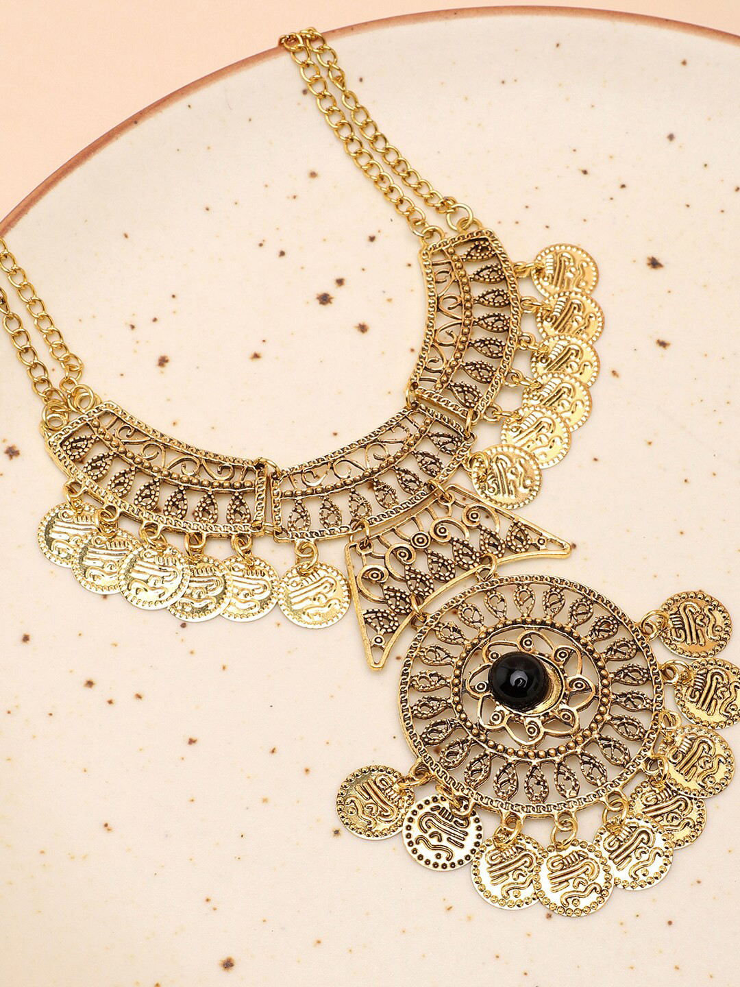 Buy SOHI Women Gold Toned & Black Gold Plated Necklace Necklace And