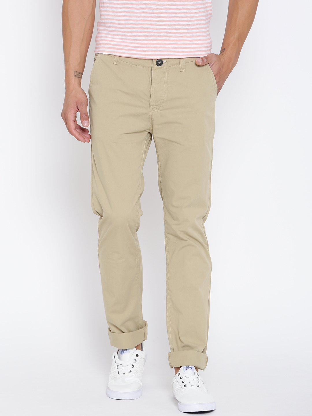 Buy Pepe Jeans Men Beige Solid Trousers - Trousers for Men 2055644 | Myntra